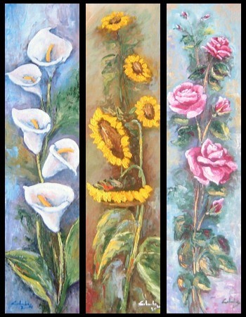 Tris calle, girasoli, rose 